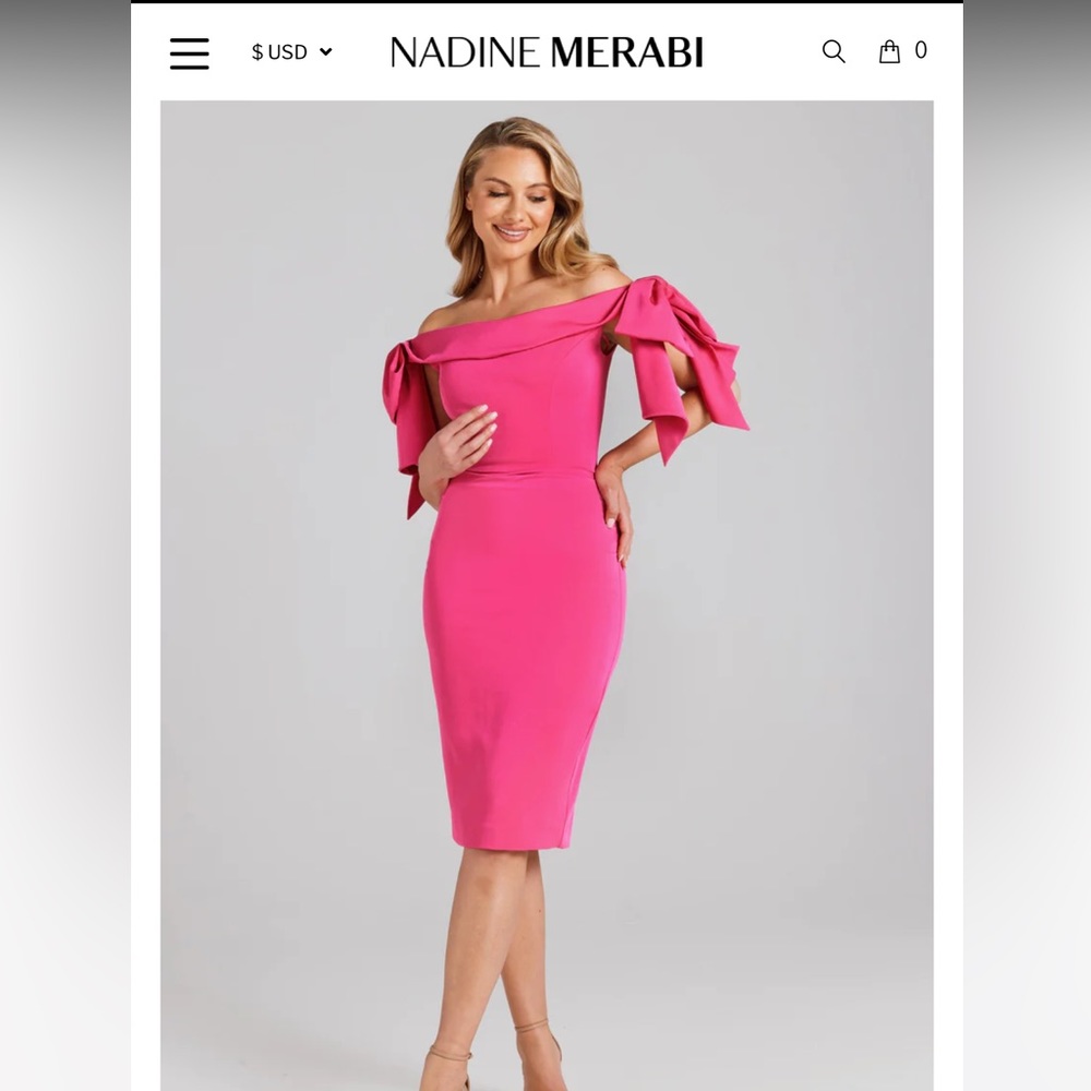 NWT Nadine Merabi Victoria Dress Midi Hot Pink